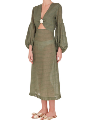 Masque Long Sleeved Long Dress