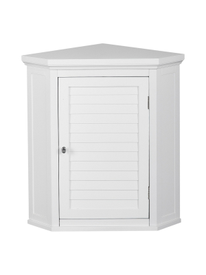 Slone White Shuttered Corner Cabinet - Elegant Home Fashion