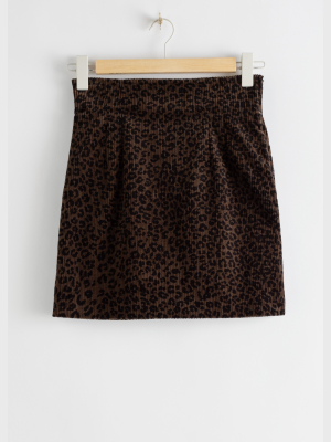 Leopard Corduroy Mini Skirt