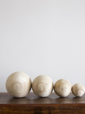 Natural Wooden Spheres - Set Of 4