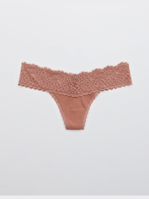 Aerie Cotton Eyelash Lace Thong Underwear