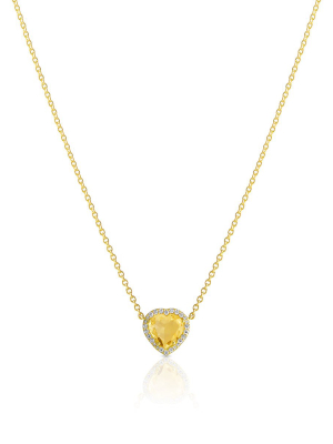 18kt Yellow Gold Citrine Diamond Amour Necklace