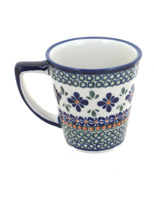 Blue Rose Polish Pottery Mosaic Flower Coffee Mug