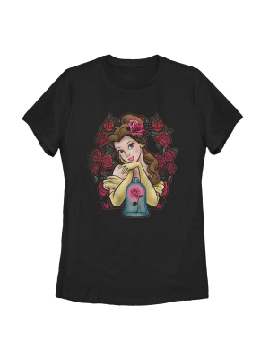 Women's Beauty And The Beast Belle Rose Wreath T-shirt