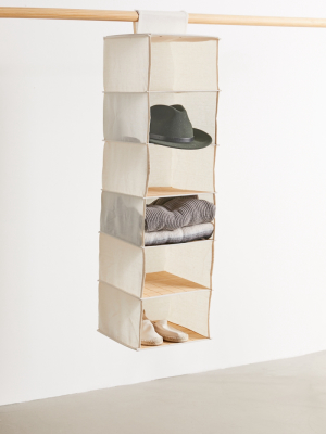 Hanging Canvas And Bamboo 6-tier Closet Organizer