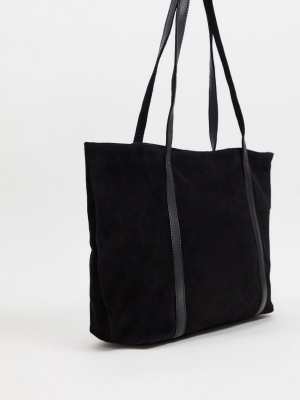 Asos Design Suede Shopper In Black