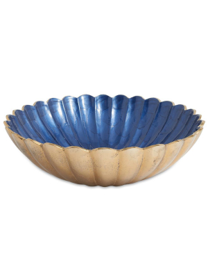Julia Knight Peony 15" Round Bowl In Gold Sapphire