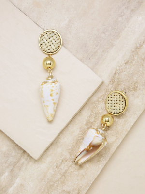 Nautical Shell & 18k Gold Plated Dangle Earrings