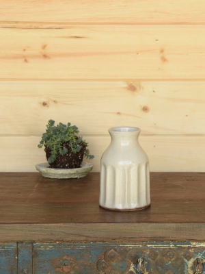 White Carved Ceramic Vase