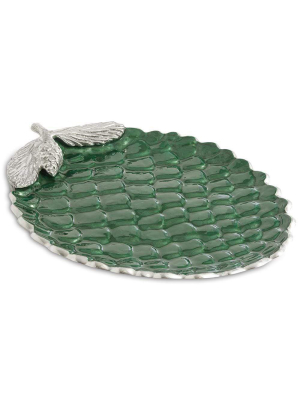 Julia Knight Pine Cone 13" Platter In Emerald