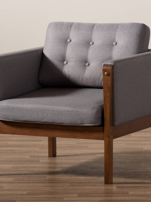 Lenne Upholstered Armchair Gray/walnut - Baxton Studio