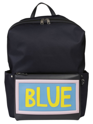 Fendi Blue Slogan Backpack