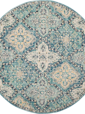 Evoke Light Blue/ivory Round Rug