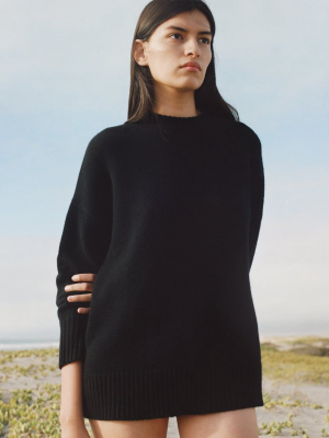 Boyfriend Crew Neck In Wool Cashmere - Black