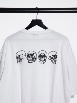 Asos Design Oversized T-shirt With Skull Print On Front And Back