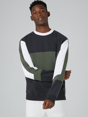 Khaki Panelled Sweatshirt