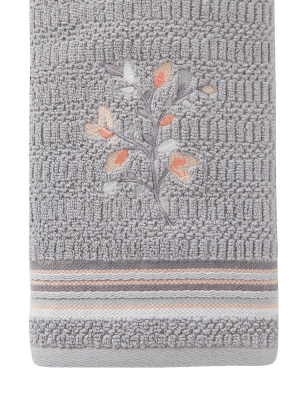 2pc Greenhouse Leaves Hand Towel Gray - Skl Home