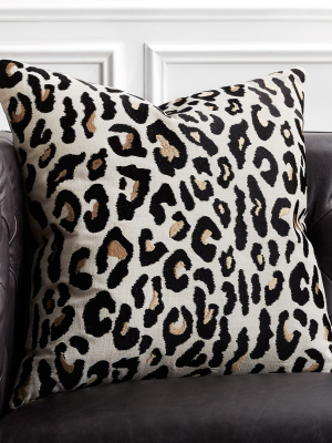 20" Embroidered Cheetah Print Pillow