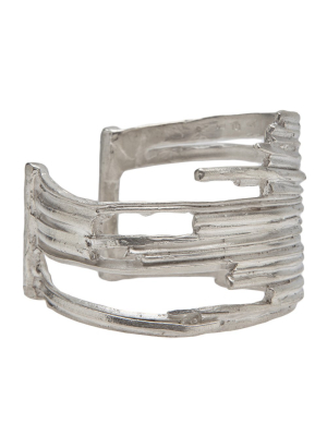 Sterling Silver Large Cut Out Cuff (b-96 Edition #9,10 Silver)