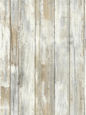 Weathered Planks Peel & Stick Wallpaper In Neutral By Roommates For York Wallcoverings