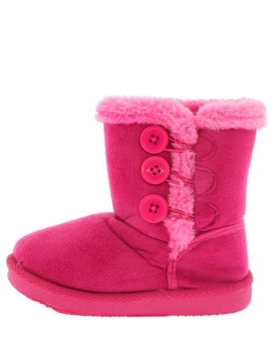 Bbq03ks Fuchsia Button Faux Fur Infant Boot