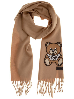 Moschino Teddy Patch Fringed Scarf