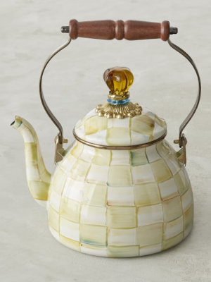 Mackenzie-childs Parchment Check Enamel Tea Kettle