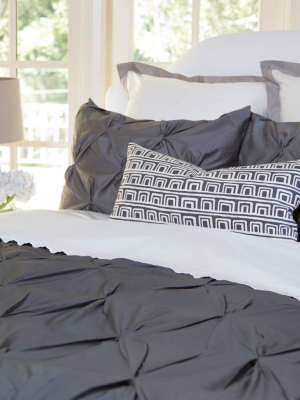 Charcoal Grey Valencia Pintuck Duvet Cover