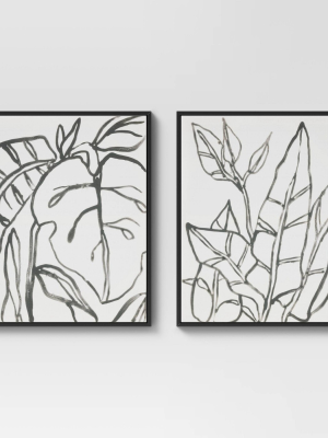 24" X 30" Botanical Sketch Framed Wall Canvas White/black - Project 62™