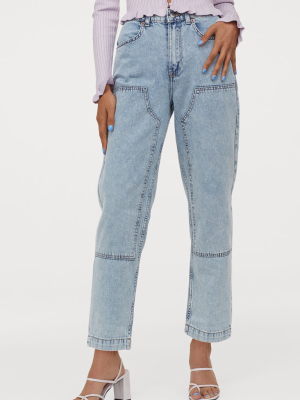Straight Patched High Jeans