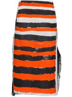 Marni Frayed Striped Skirt