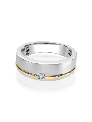 Effy Men's 14k White And Yellow Gold Diamond Ring, 0.15 Tcw