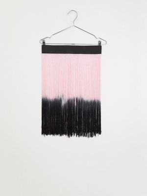 Asos Design Ombre Fringe Skirt Belt In Black And Pink