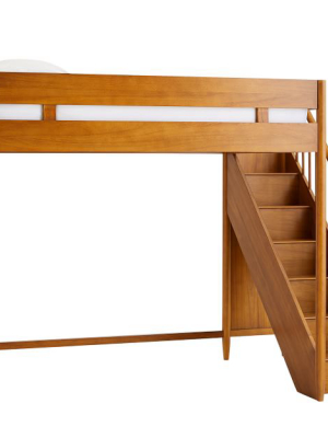 Mid-century Stair Loft Bed - Acorn