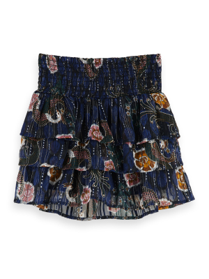 Printed Smocked Mini Skirt