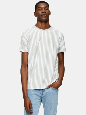 Grey And White Vertical Stripe T-shirt