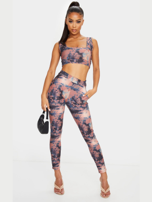 Multi Graffiti Print Tie Dye High Waist Pants