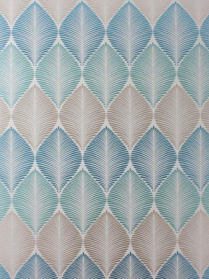 Leaf Fall Wallpaper In Gray And Aqua Color By Osborne & Little