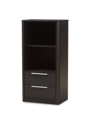 15.47" 2 Drawer Carlingford Modern And Contemporary Espresso Finished Wood Bookshelf Brown - Baxton Studio