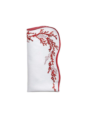 Kim Seybert Reef Napkins In White, Coral, & Gold - Set Of 4