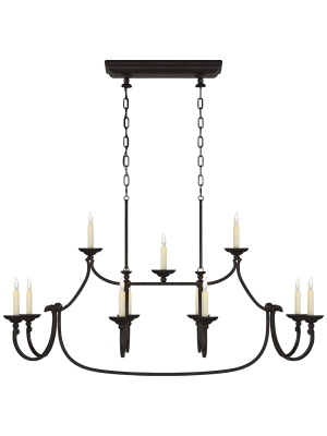 Flemish Large Linear Pendant In Aged Iron