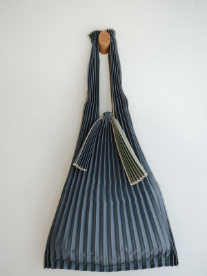 Small Pleated Pleco Tote Bag - Khaki + Lead