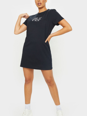 Prettylittlething Black Tee Shirt Dress