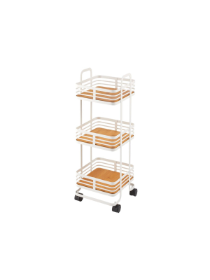 Mdesign 3-tier Square Rolling Household Storage Cart, 4 Wheels