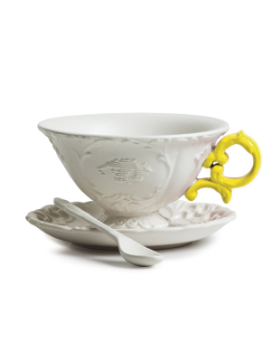 I-tea Porcelain Tea Cup Set W/ Yellow Handle