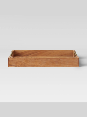 12" X 18" Wood Acacia Serving Tray With Brass Handles - Threshold™