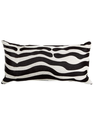Zebra On White Hide Lumbar Pillow