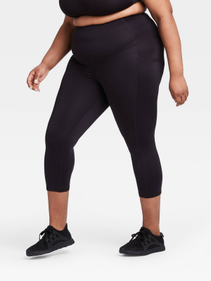 Women's Plus Size Sculpted High-waisted Capri Leggings 21" - All In Motion™ Black