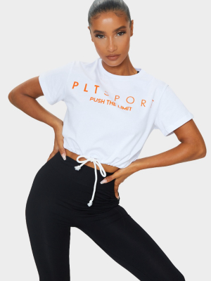 Prettylittlething White Sport Tie Crop Top