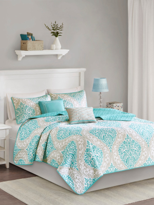 Chelsea Damask Quilted Coverlet Set